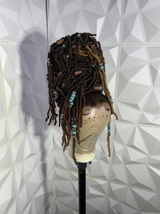 Brown Dreadlock Tropical Updo