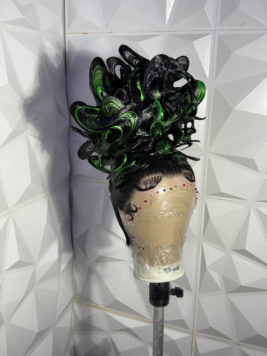 90s Wavy Updo (1B/LIME GREEN)