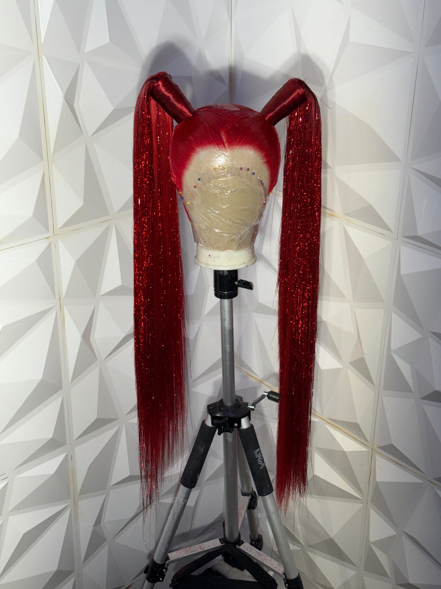 Red Tinsel Pigtails