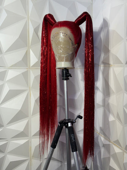 Red Tinsel Pigtails