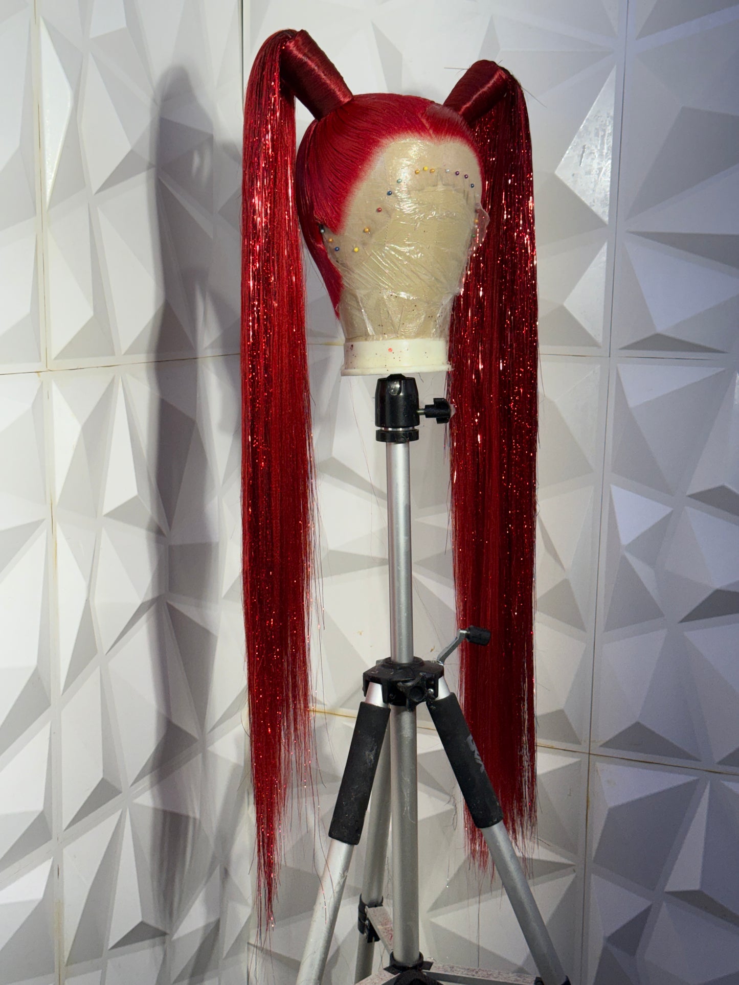 Red Tinsel Pigtails