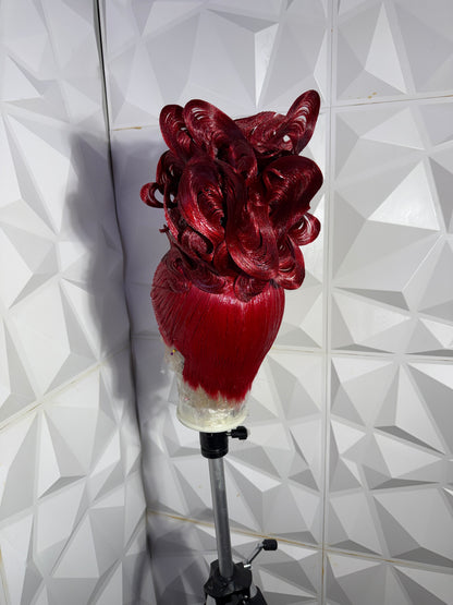 Red 90s Wavy Updo